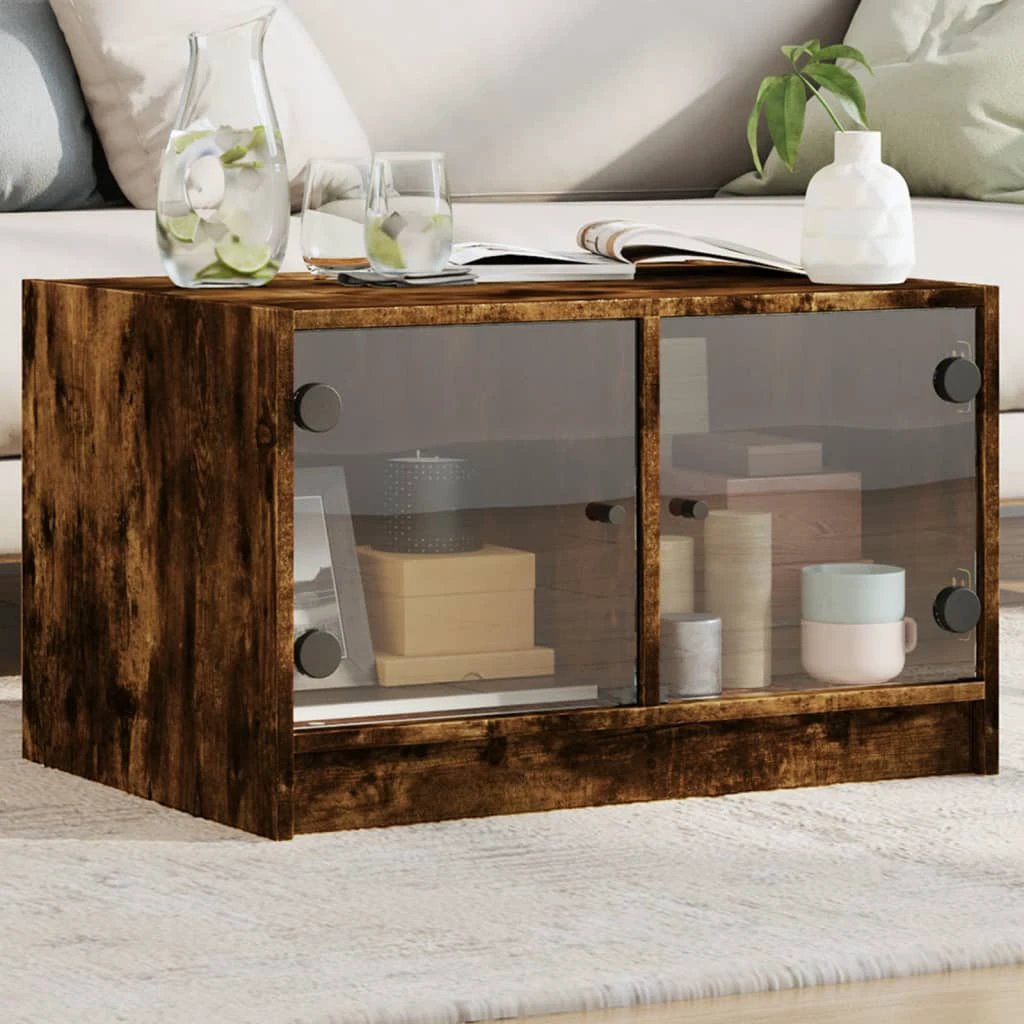 vidaXL VidaXL Coffee Table 68x50x42 cm GlassDoors White LivingRoom - Coffee Table
