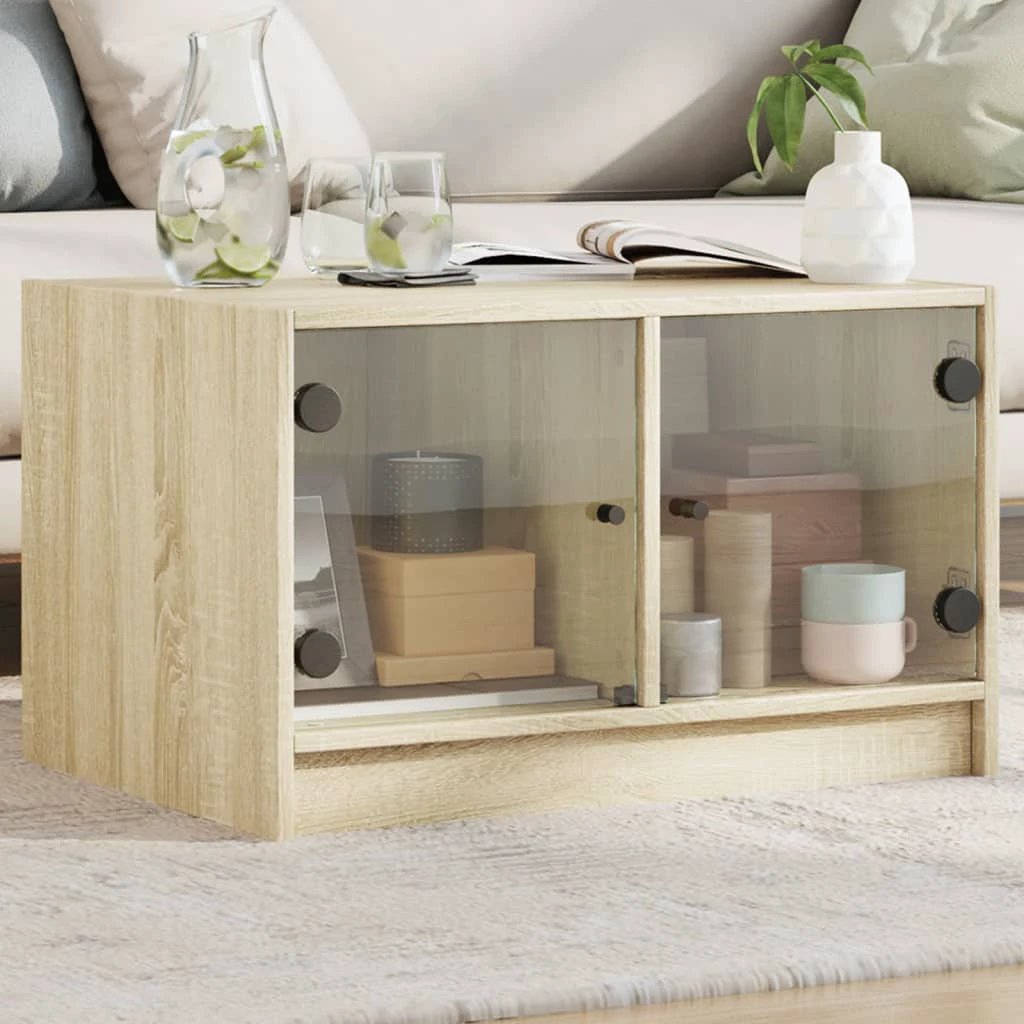 vidaXL VidaXL Coffee Table 68x50x42 cm GlassDoors White LivingRoom - Coffee Table