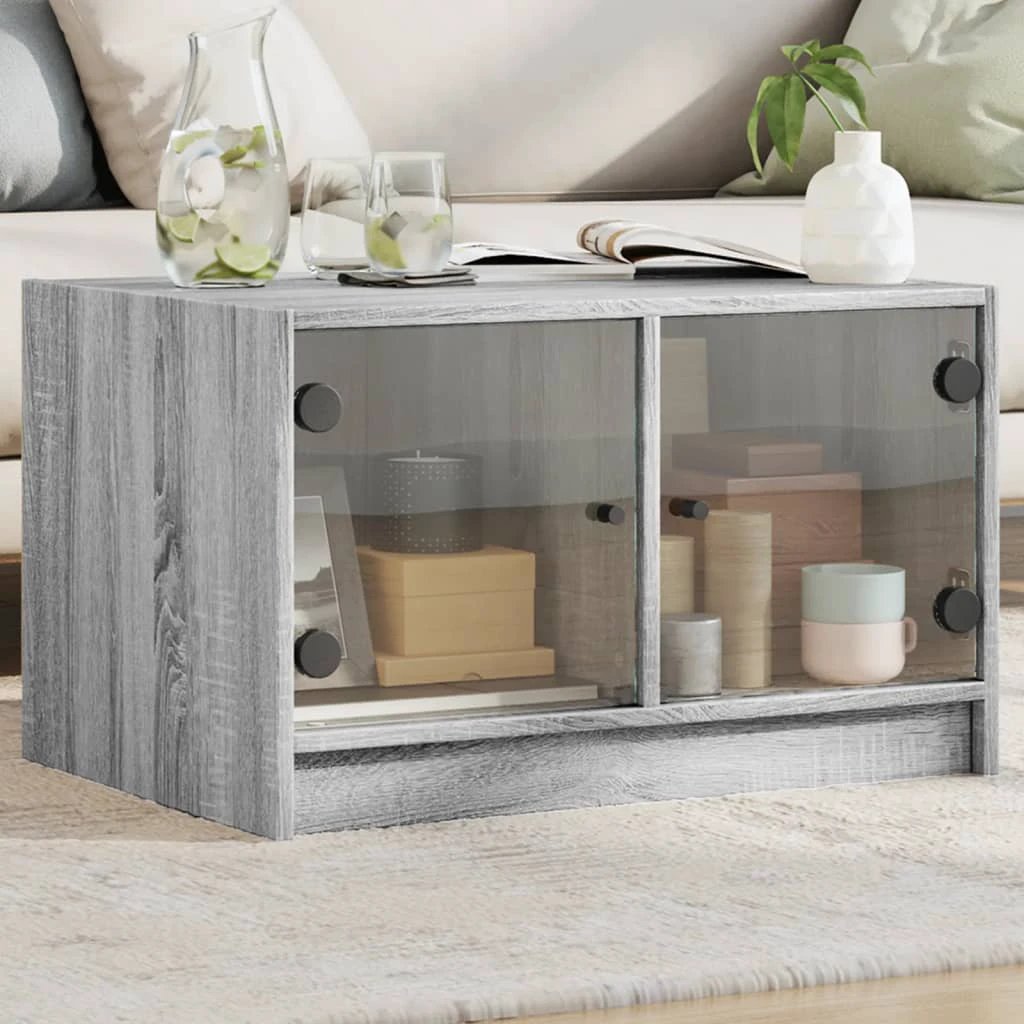 vidaXL VidaXL Coffee Table 68x50x42 cm GlassDoors White LivingRoom - Coffee Table