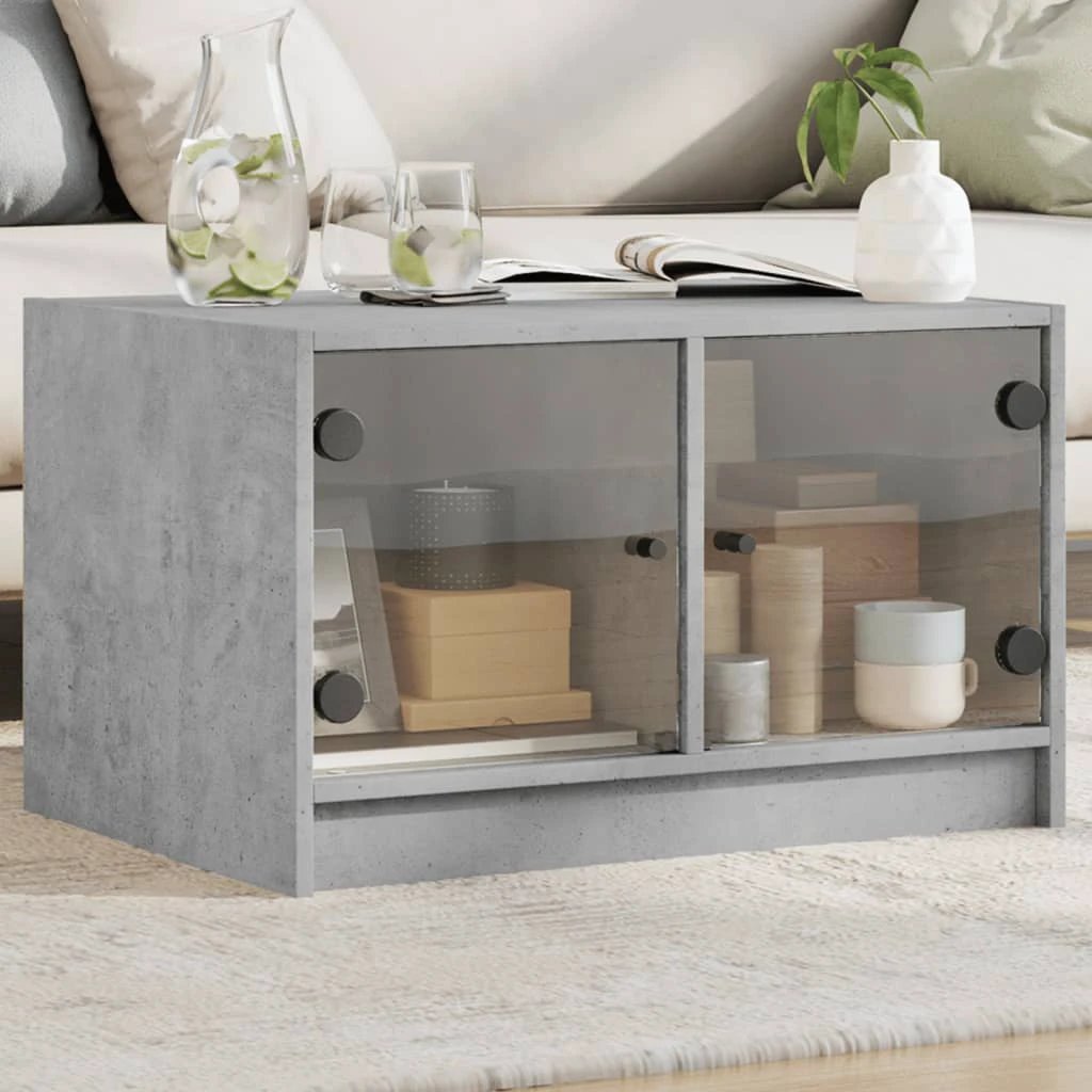 vidaXL VidaXL Coffee Table 68x50x42 cm GlassDoors White LivingRoom - Coffee Table
