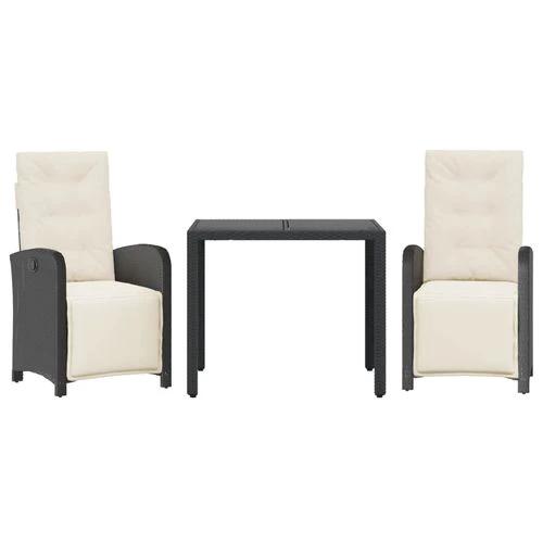 vidaXL 5 Piece Garden Dining Set 150x90x75 cm Black Poly Rattan Adjustable Reclining Chairs with Cushions for Outdoor Use by vidaXL
