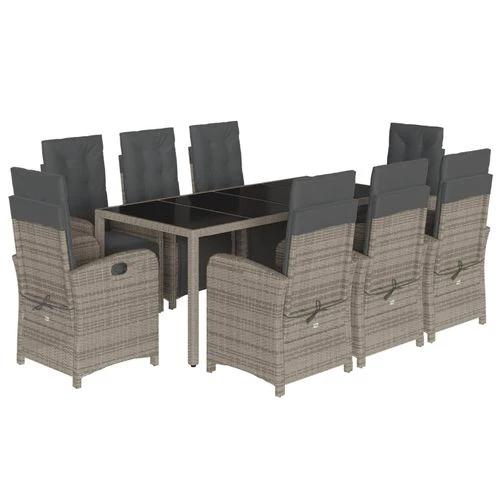 vidaXL vidaXL 5 Piece Garden Dining Set 150x90x75 cm Black Poly Rattan Adjustable Reclining Chairs with Cushions for Outdoor Use - Garden Set