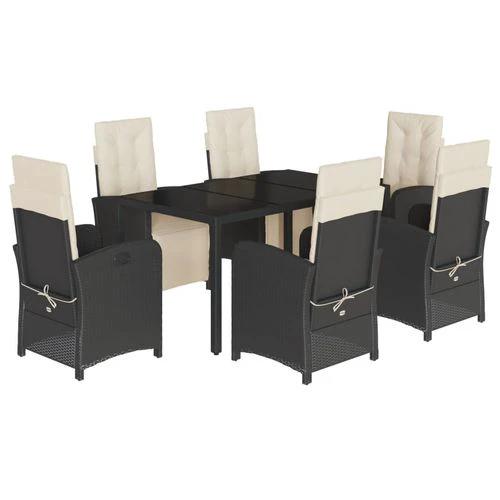 vidaXL vidaXL 5 Piece Garden Dining Set 150x90x75 cm Black Poly Rattan Adjustable Reclining Chairs with Cushions for Outdoor Use - Garden Set
