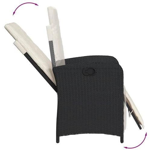 vidaXL 5 Piece Garden Dining Set 150x90x75 cm Black Poly Rattan Adjustable Reclining Chairs with Cushions for Outdoor Use by vidaXL