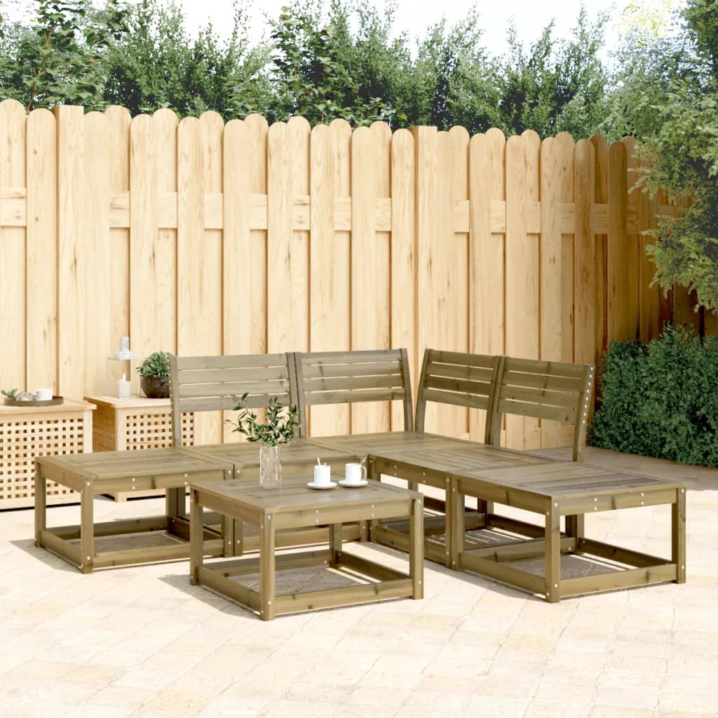 vidaXL vidaXL 5 Piece Garden Sofa Set Solid Wood Pine - Garden Sofa Sets