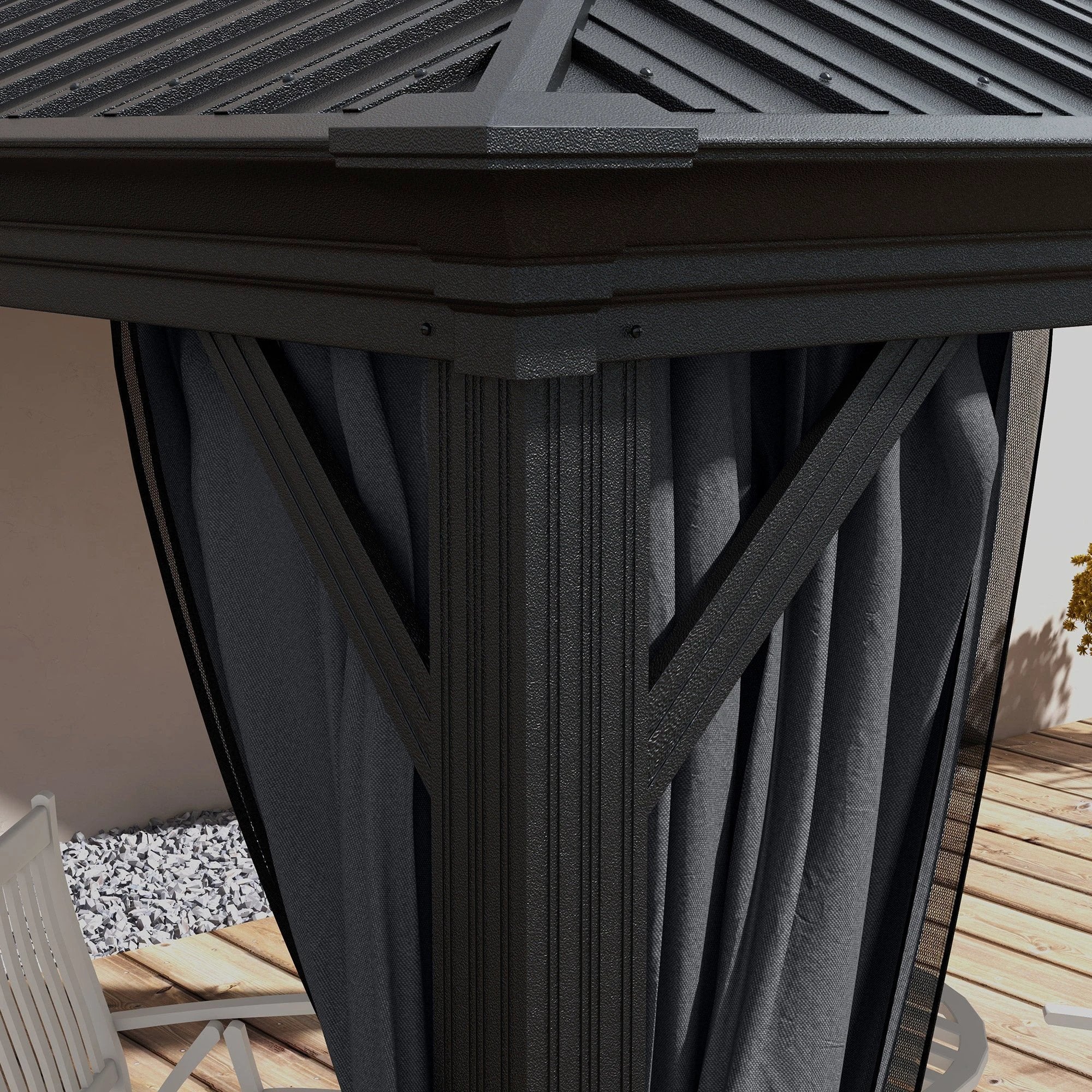 Outsunny 3 x 3.7m Aluminium Outdoor Hardtop Gazebo Canopy 2-Tier Roof Dark Grey by Outsunny
