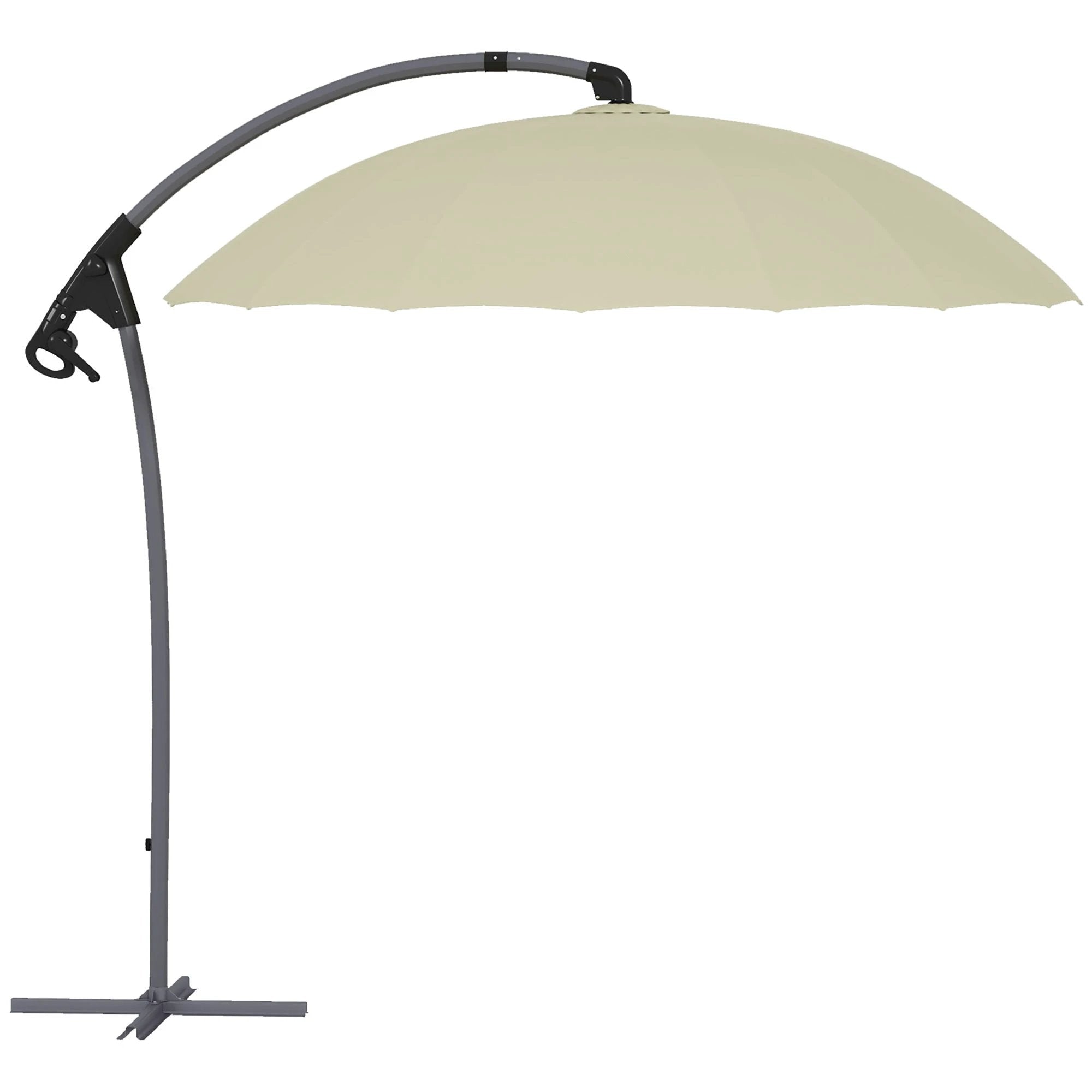 Outsunny 2.7m Cantilever Parasol with Cross Base, Crank Handle, 16 Ribs, Beige by Outsunny