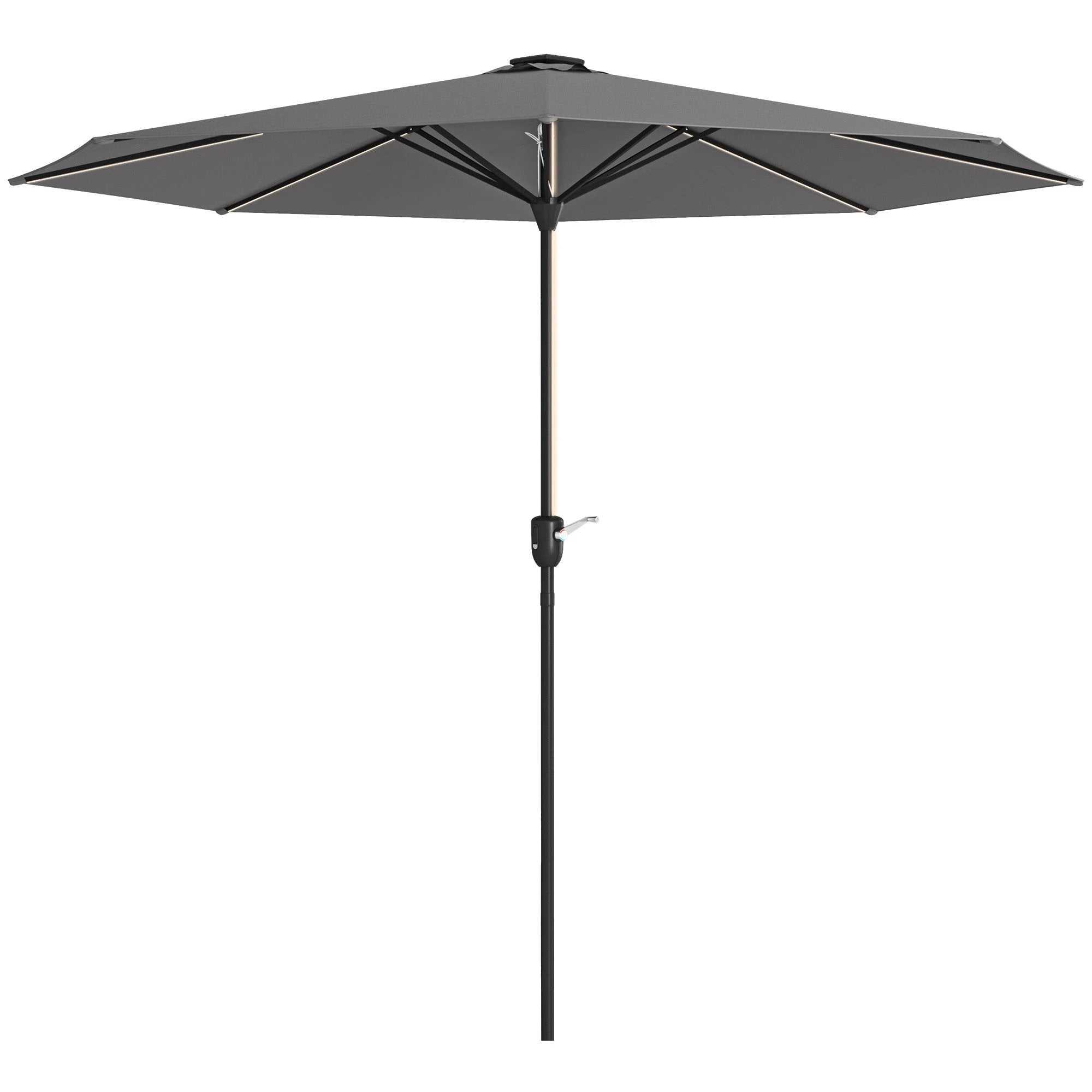 Outsunny Outsunny Solar Patio Garden Parasol with Lights for Outdoor, Charcoal Grey - Parasol