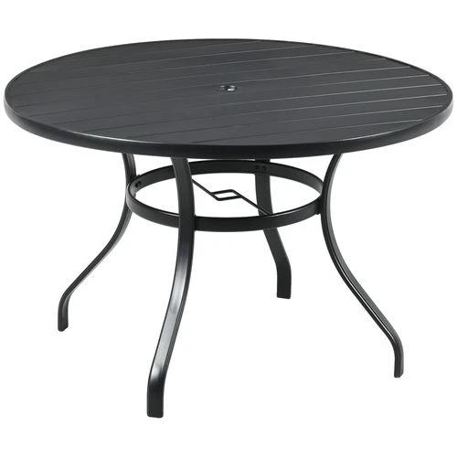 Outsunny Round Garden Table 115 x 72H cm with Parasol Hole for Outdoor Dining Groups by Outsunny