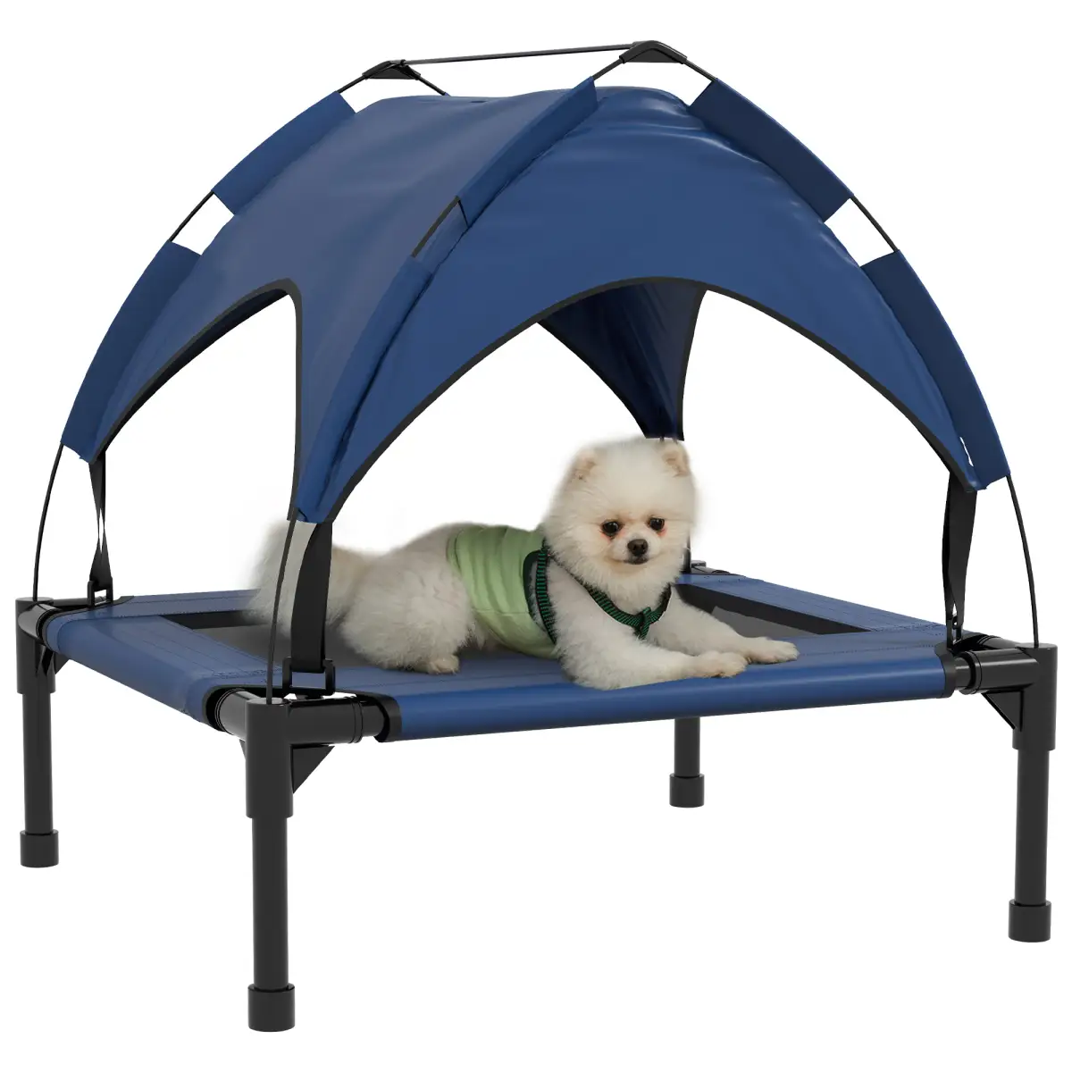 PawHut PawHut Cooling Raised Dog Bed w/ Breathable Mesh, for Mini, S Dogs - Dark Blue - Dog Beds