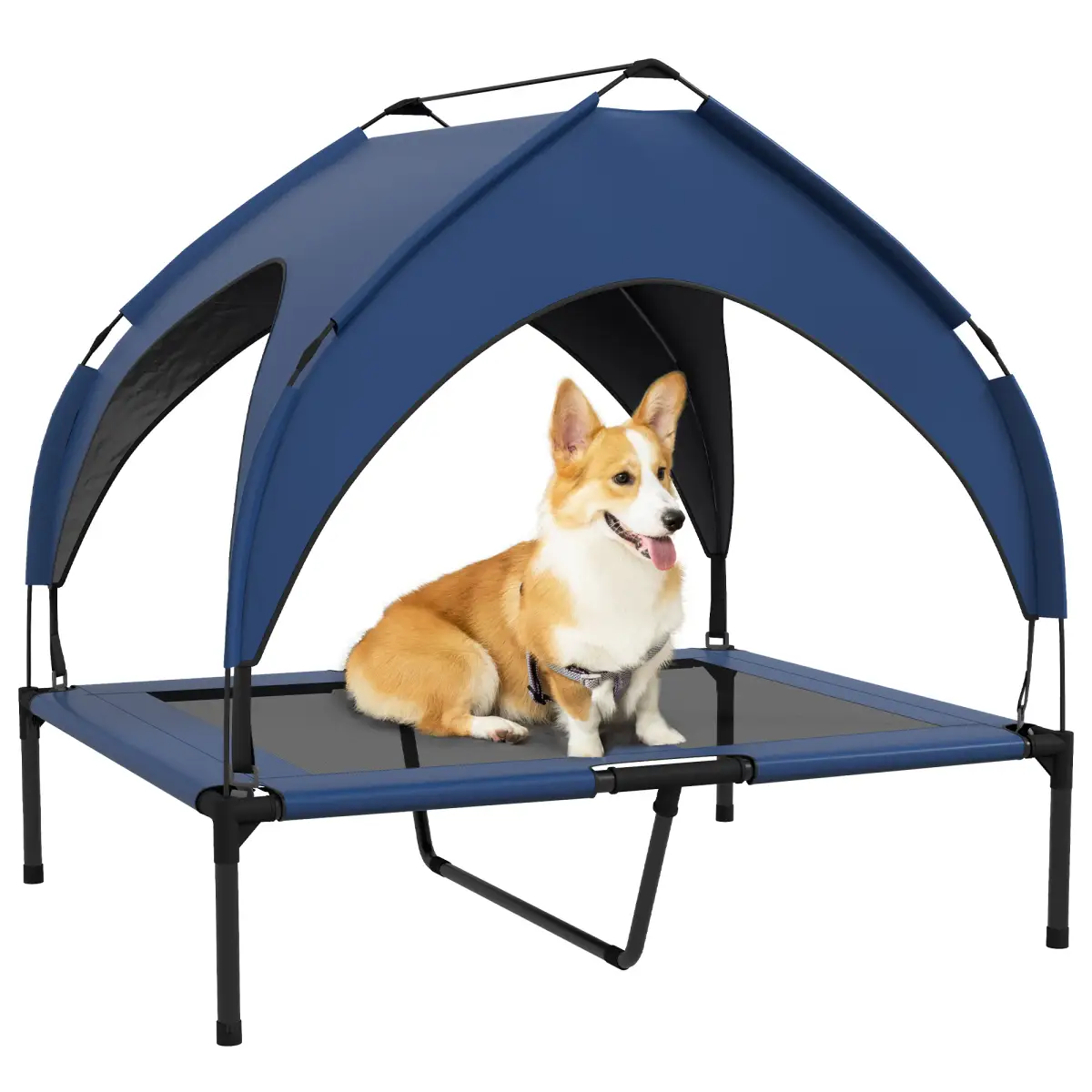 PawHut PawHut Cooling Raised Dog Bed w/ Breathable Mesh, for Mini, S Dogs - Dark Blue - Dog Beds