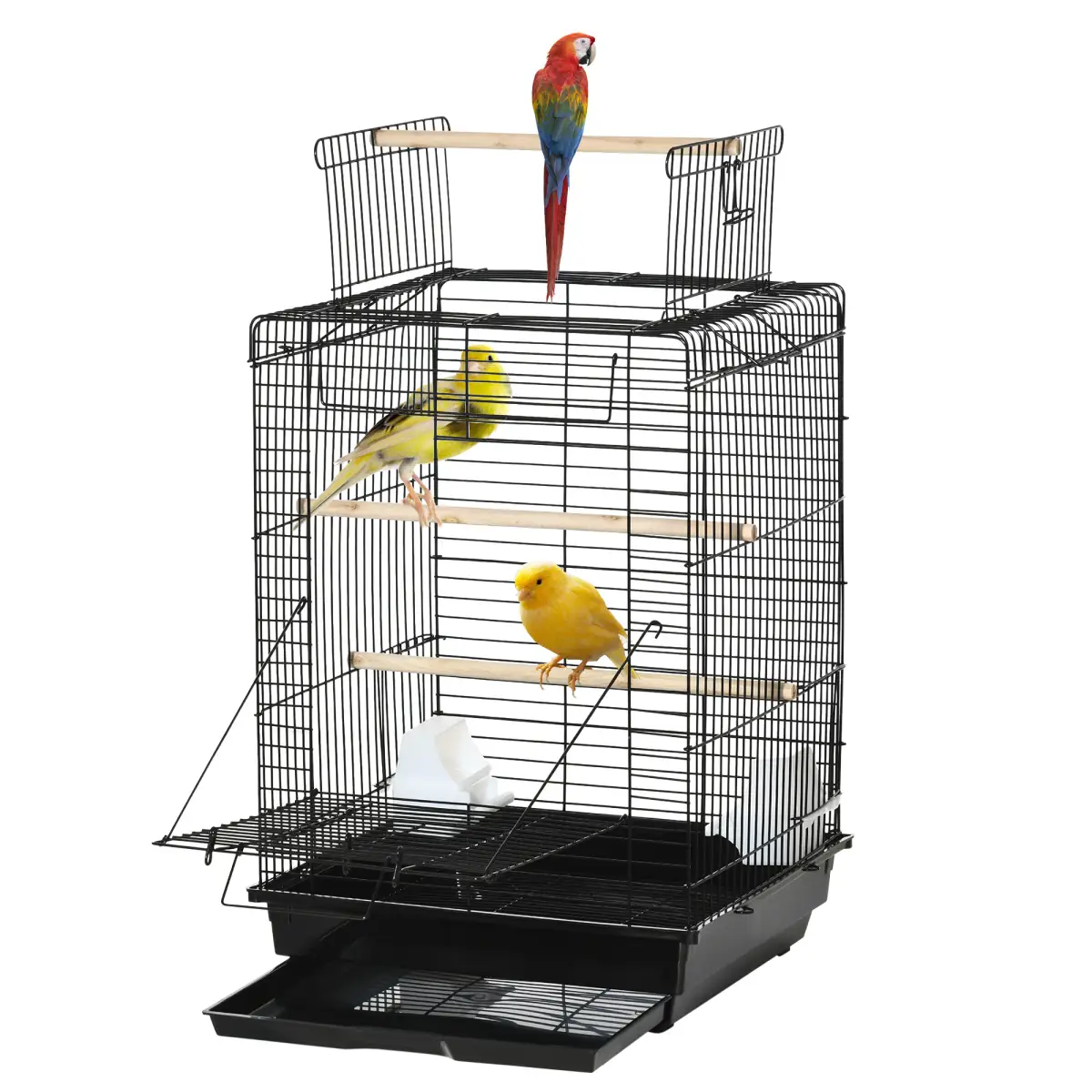 PawHut PawHut 59cm Bird Cage with Openable Top, Stand, Tray, Handles, Feeding Bowls - Pet Cage