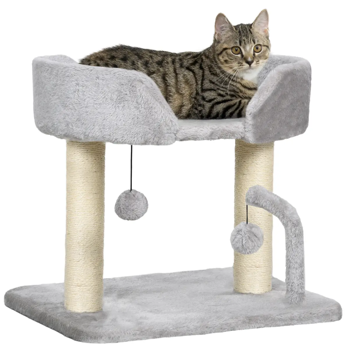 PawHut PawHut 42cm Indoor Cat Tree, Kitty Play Tower w/ Toy Balls Sisal Scratching Post - Cat Tree