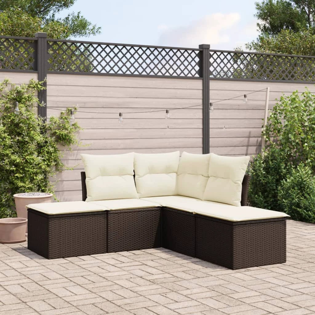 vidaXL 5 Piece Garden Sofa Set with Cushions Black Poly Rattan by vidaXL