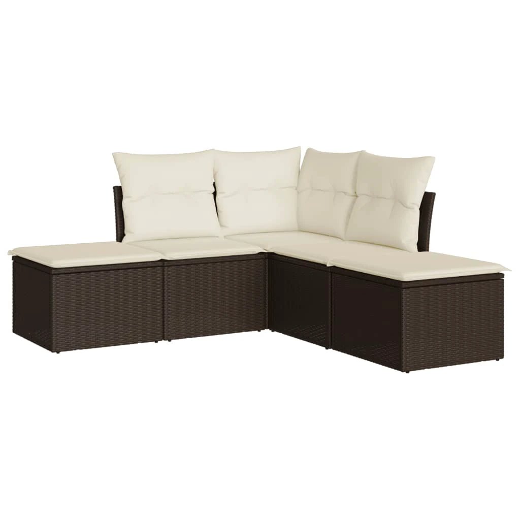 vidaXL 5 Piece Garden Sofa Set with Cushions Black Poly Rattan by vidaXL