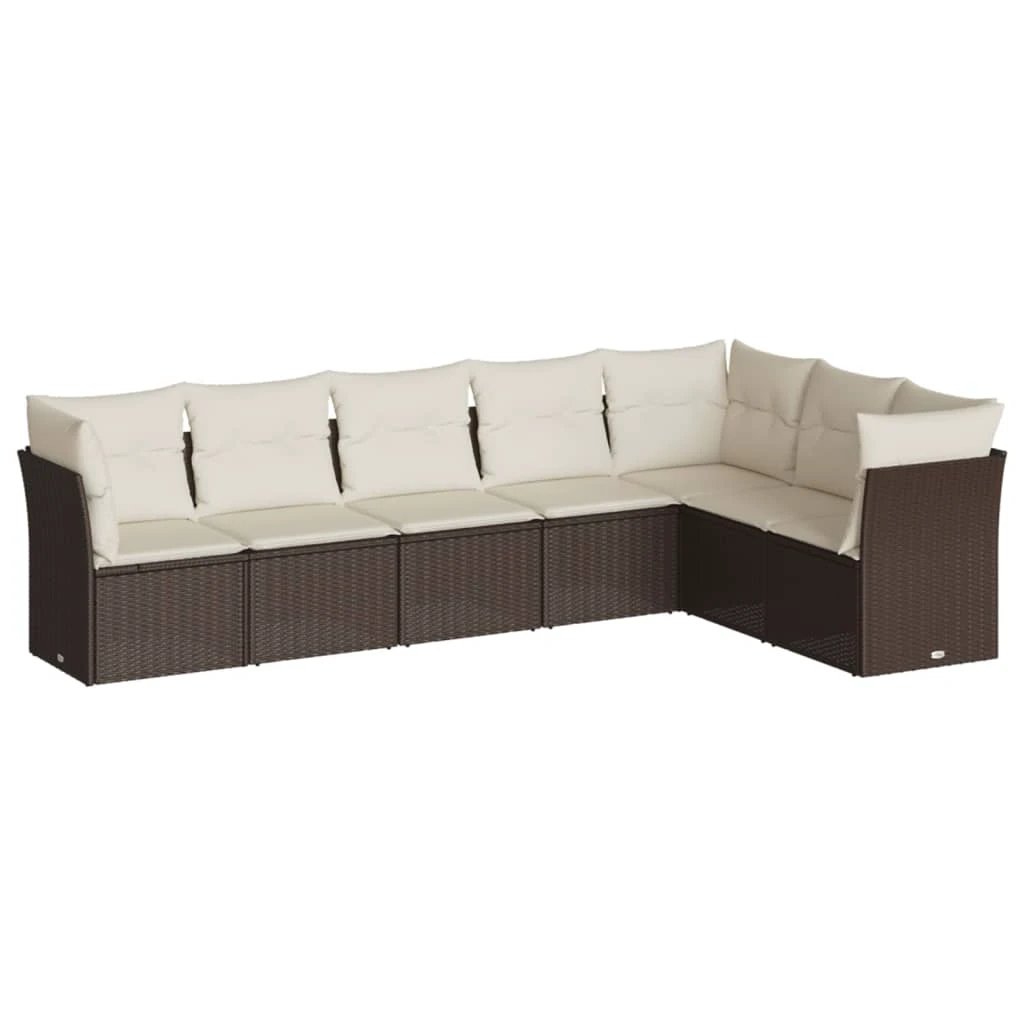 vidaXL vidaXL 7 Piece Garden Sofa Set with Cushions Black Poly Rattan - Garden Sofa Sets
