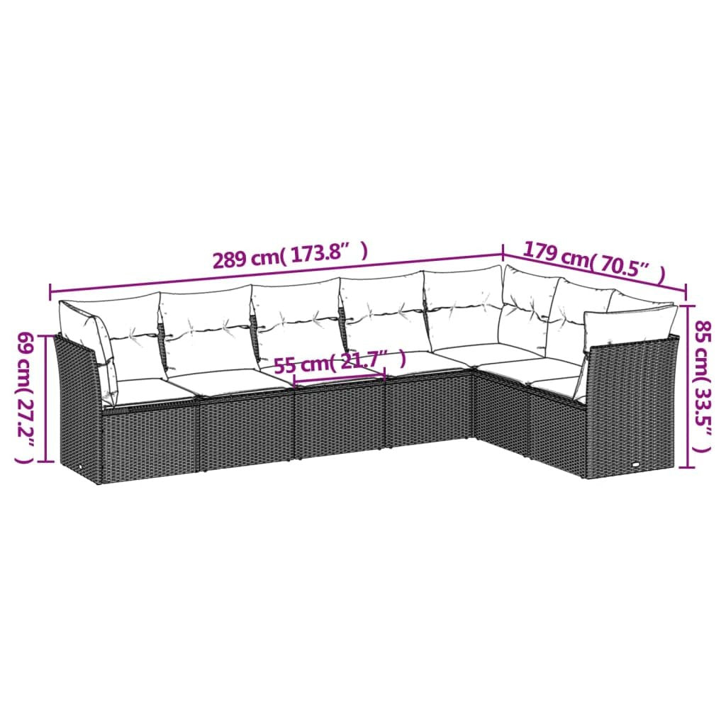 vidaXL vidaXL 7 Piece Garden Sofa Set with Cushions Black Poly Rattan - Garden Sofa Sets