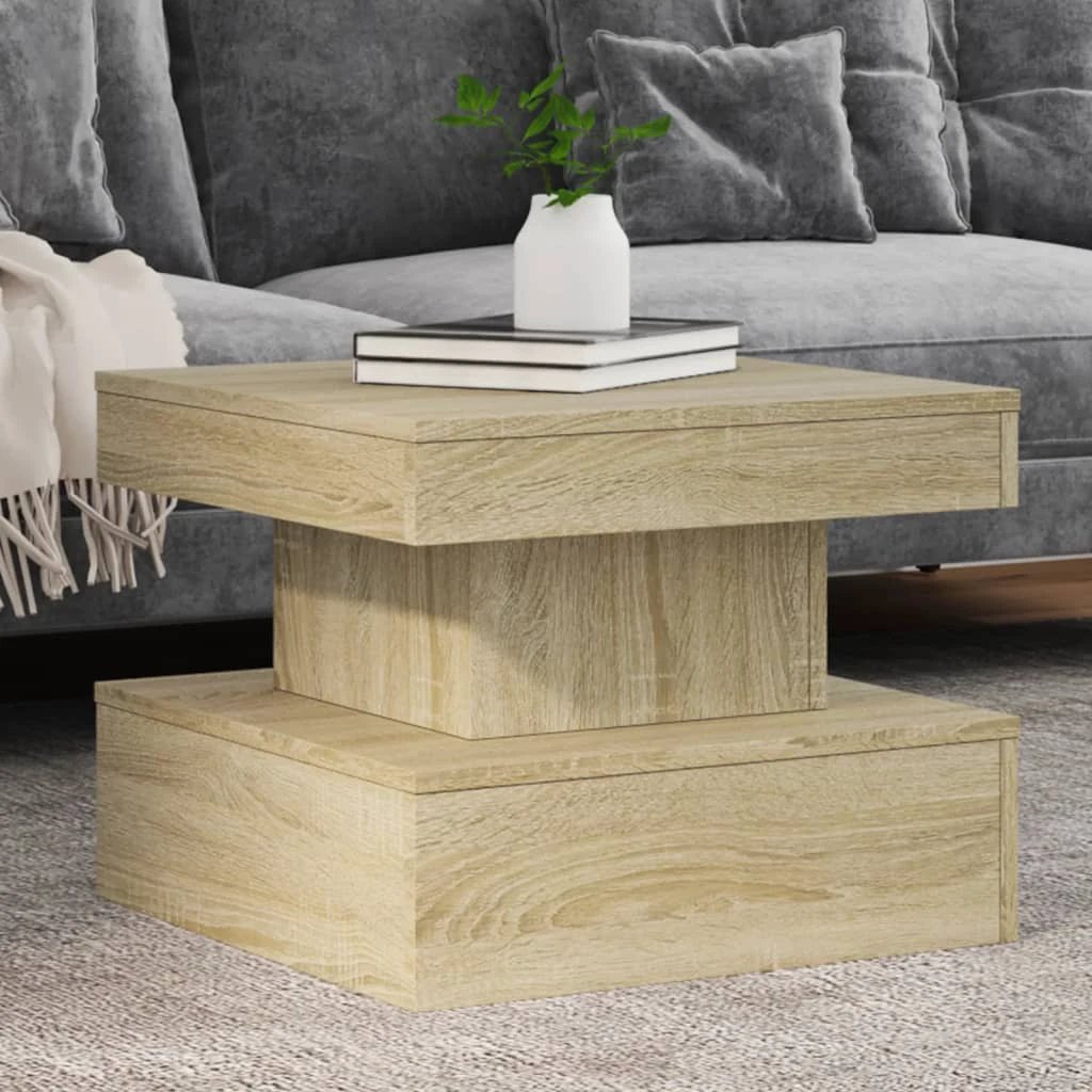 VidaXL Coffee Table 50x50x40 cm LED Lights Living Room by vidaXL