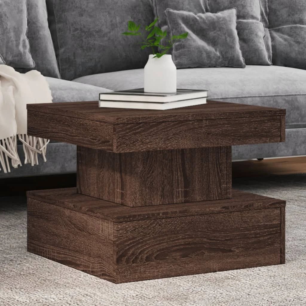 VidaXL Coffee Table 50x50x40 cm LED Lights Living Room by vidaXL
