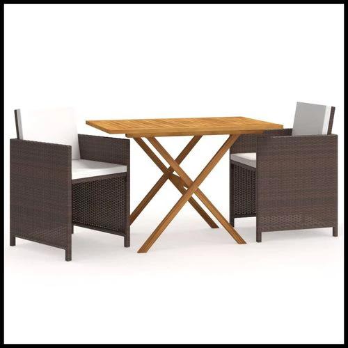 vidaXL 3 Piece Garden Dining Set with Cushions Table Size 70 x 70 cm Solid Acacia Wood for Outdoor Dining Enthusiasts by vidaXL