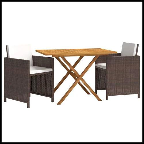 vidaXL 3 Piece Garden Dining Set with Cushions Table Size 70 x 70 cm Solid Acacia Wood for Outdoor Dining Enthusiasts by vidaXL