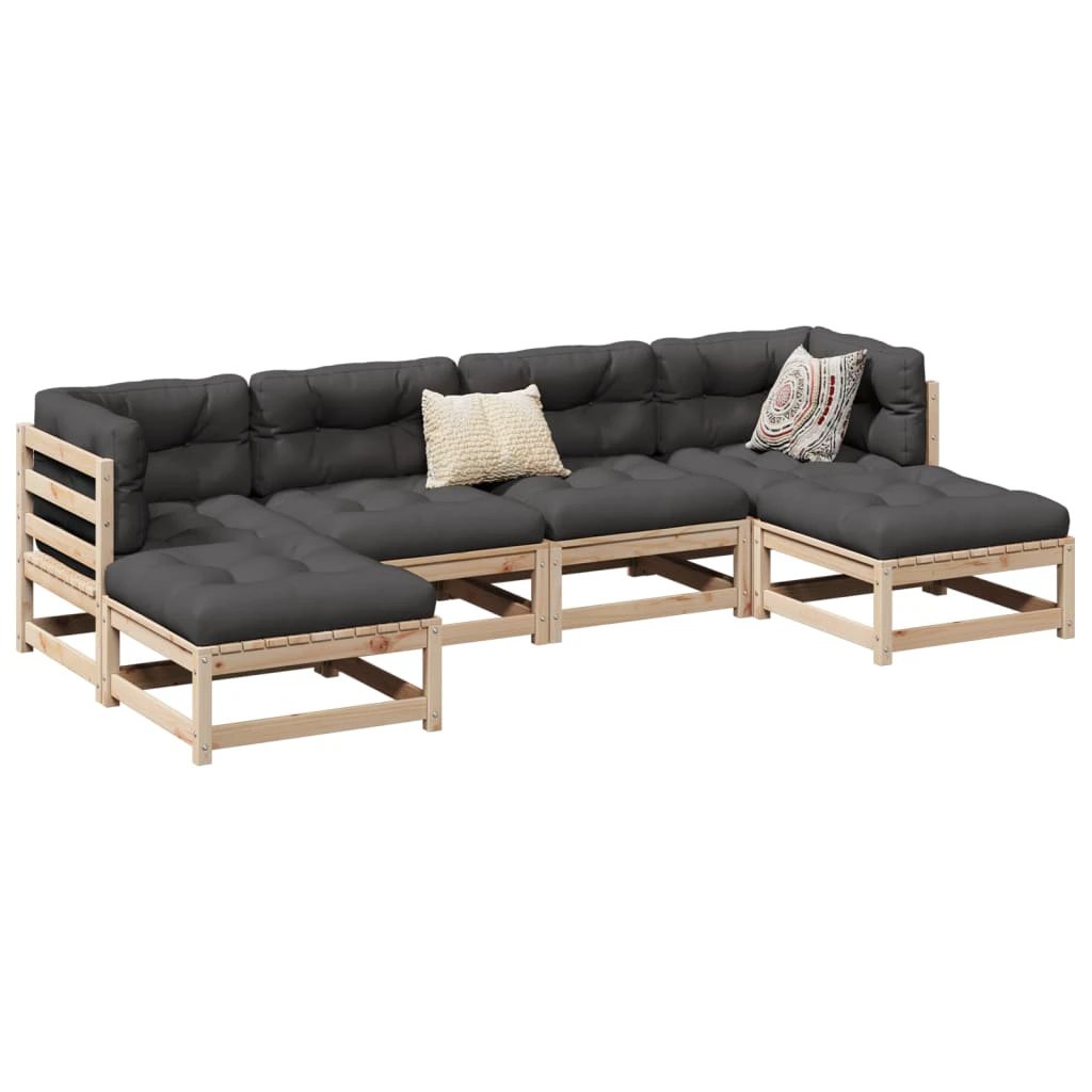 vidaXL 6 Piece Garden Sofa Set Solid Wood Pine by vidaXL