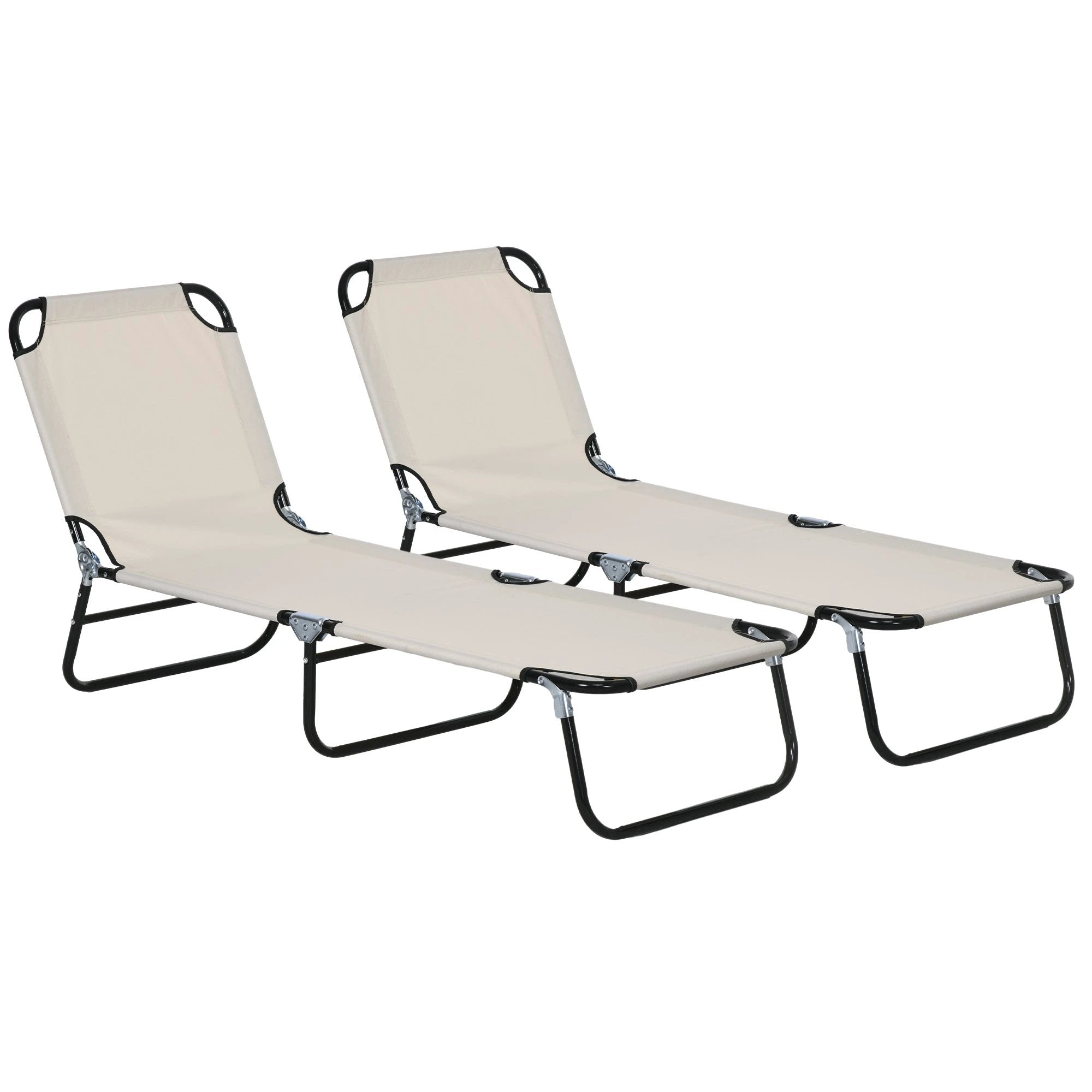 Outsunny Outsunny 2 Piece Reclining Chaise Lounge with 5-Level Adjustable Backrest - Sun Lounger