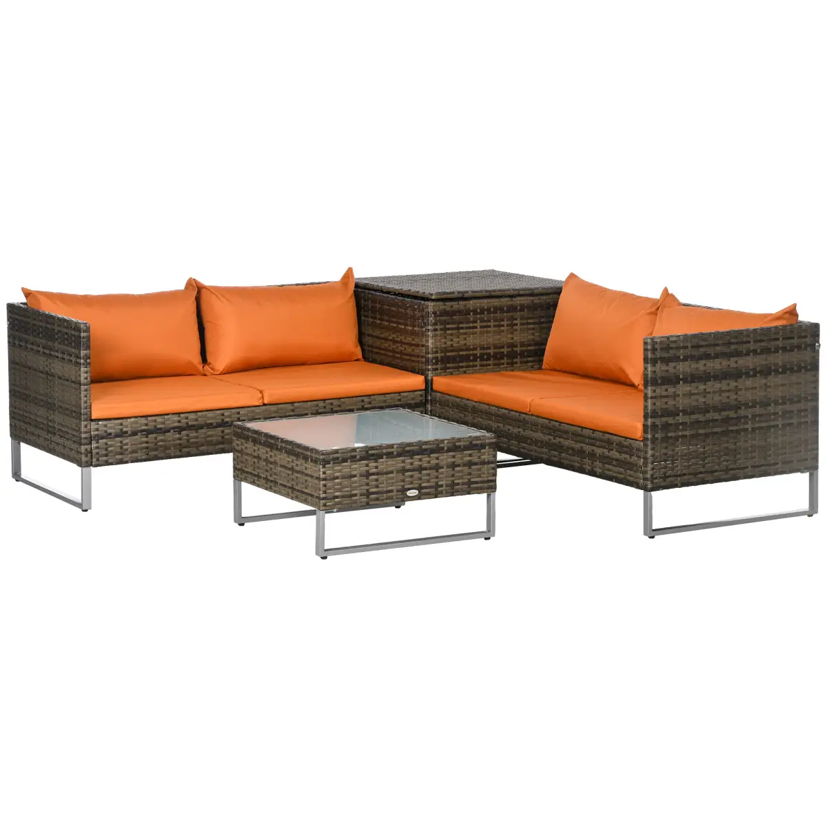Outsunny Outsunny 4Pcs Patio Rattan Sofa Garden Furniture Set with Table Cushions - Garden Sofa Sets