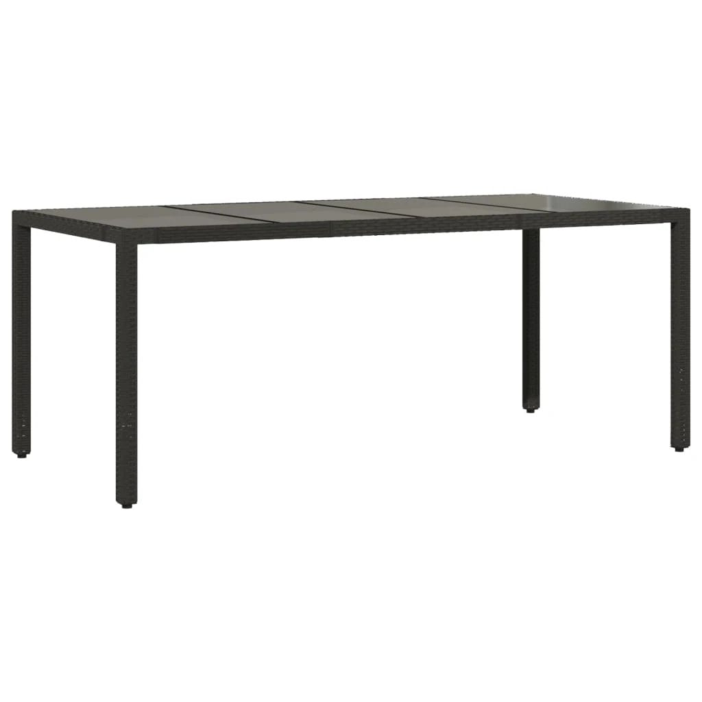 vidaXL vidaXL Garden Table with Glass Top Black 90x90x75 cm Poly Rattan - Garden Table