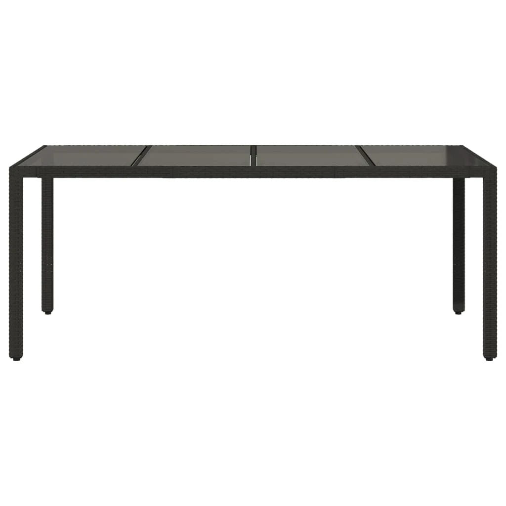 vidaXL vidaXL Garden Table with Glass Top Black 90x90x75 cm Poly Rattan - Garden Table