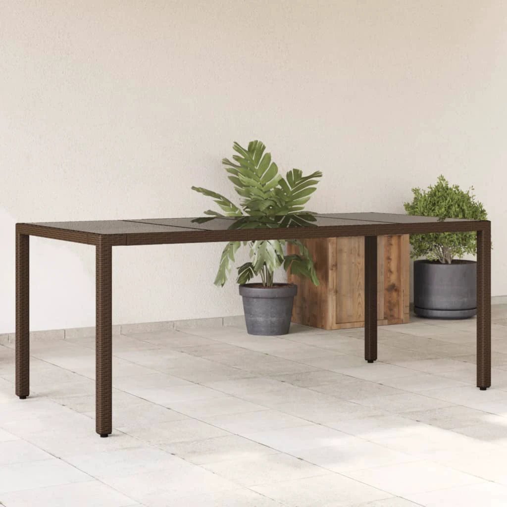 vidaXL Garden Table with Glass Top Black 90x90x75 cm Poly Rattan by vidaXL