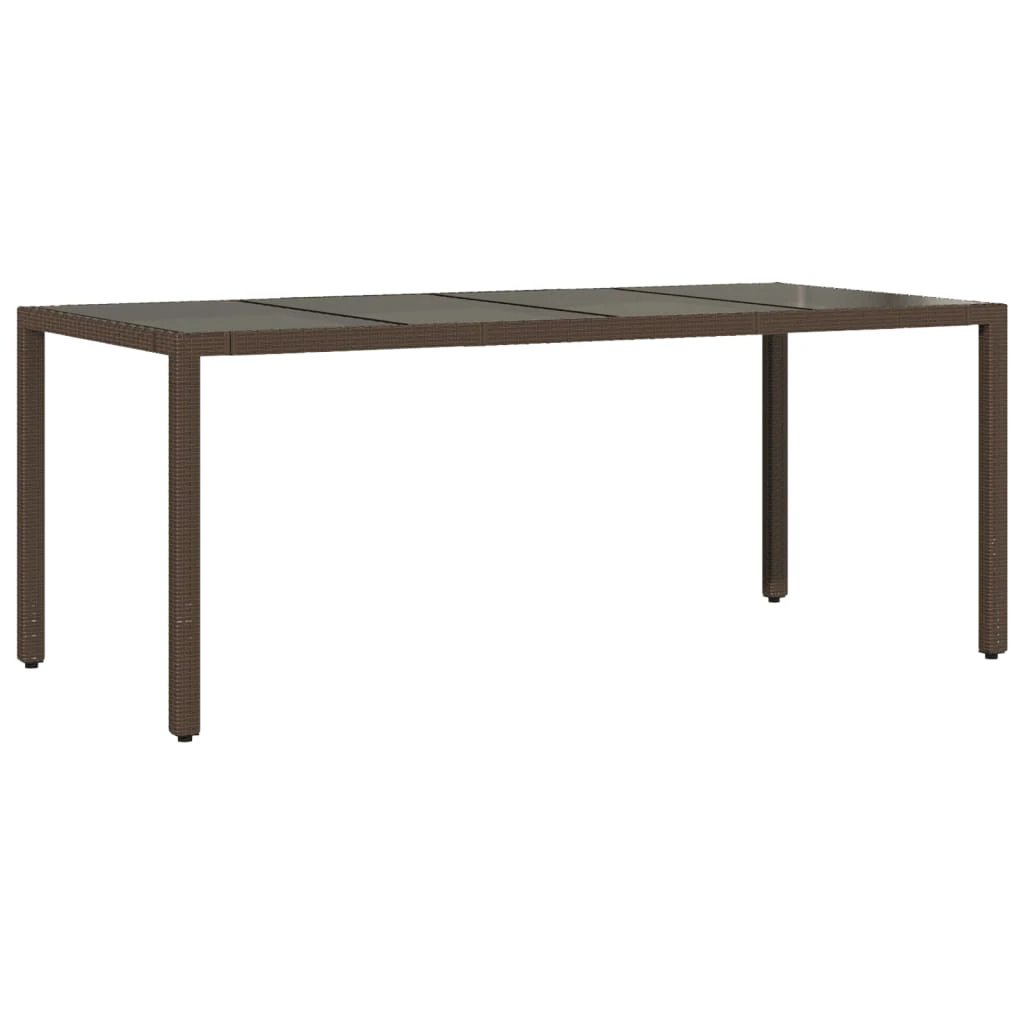 vidaXL Garden Table with Glass Top Black 90x90x75 cm Poly Rattan by vidaXL