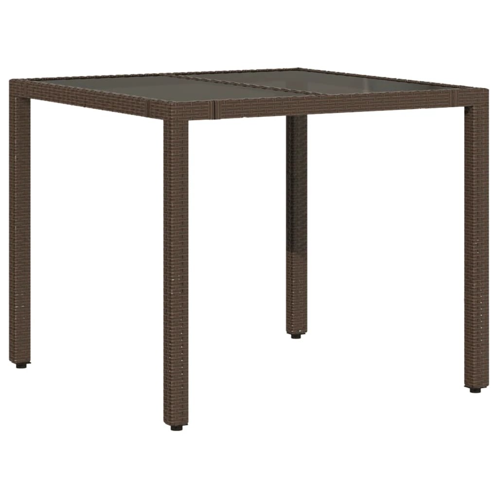vidaXL Garden Table with Glass Top Black 90x90x75 cm Poly Rattan by vidaXL