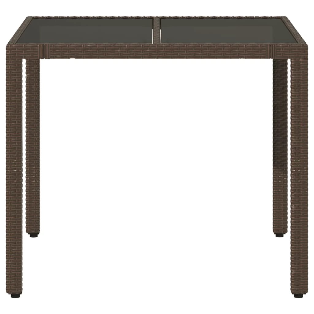vidaXL vidaXL Garden Table with Glass Top Black 90x90x75 cm Poly Rattan - Garden Table