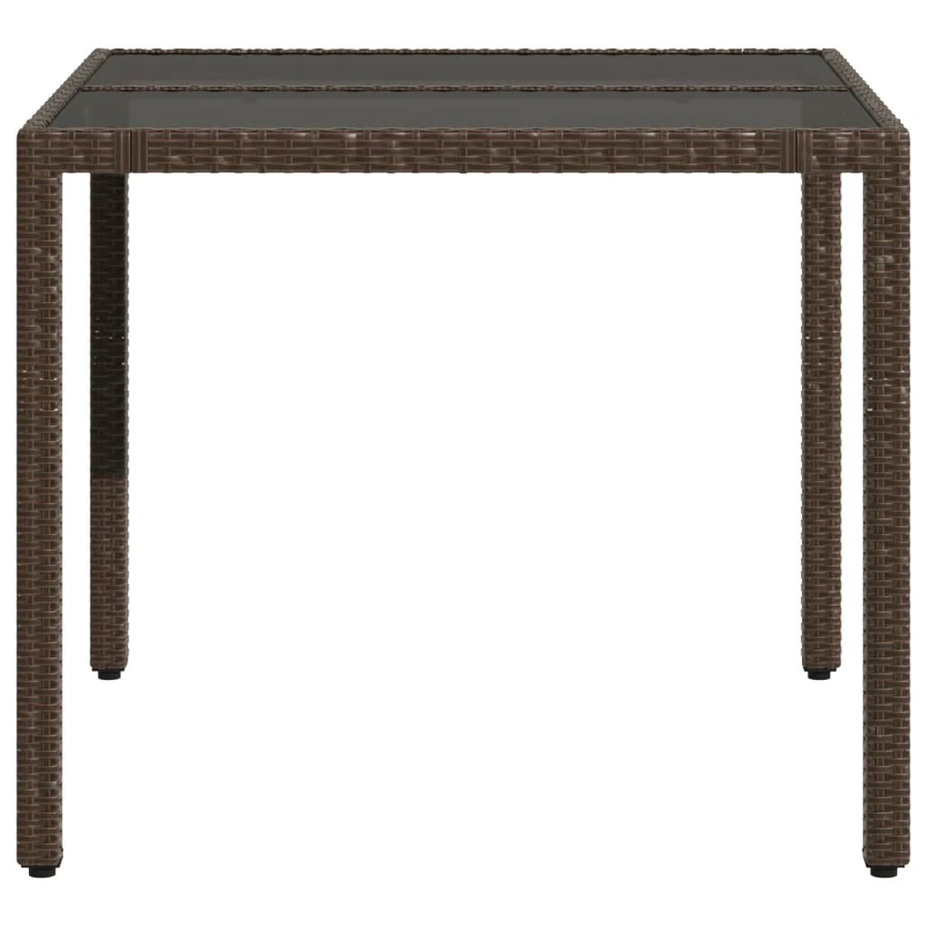 vidaXL vidaXL Garden Table with Glass Top Black 90x90x75 cm Poly Rattan - Garden Table