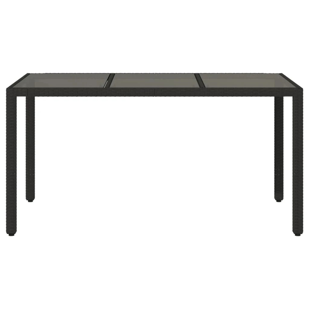 vidaXL vidaXL Garden Table with Glass Top Black 90x90x75 cm Poly Rattan - Garden Table