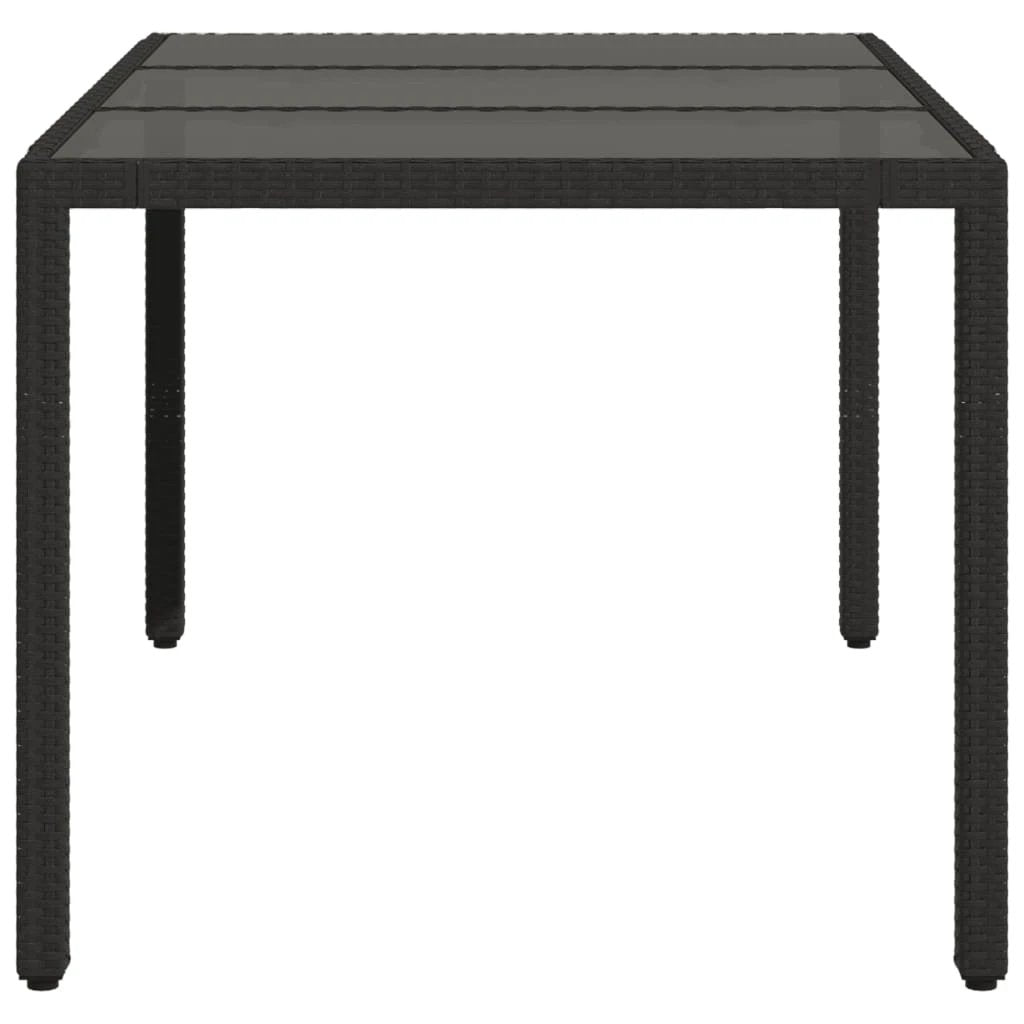 vidaXL vidaXL Garden Table with Glass Top Black 90x90x75 cm Poly Rattan - Garden Table