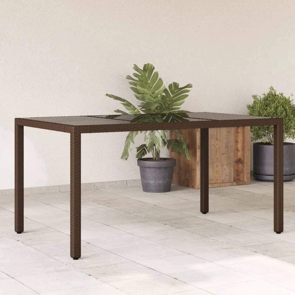 vidaXL Garden Table with Glass Top Black 90x90x75 cm Poly Rattan by vidaXL