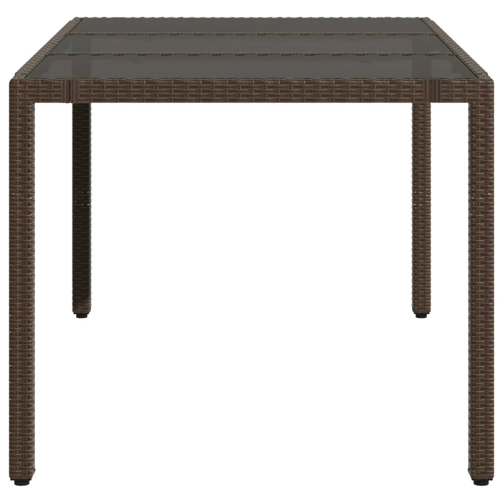 vidaXL Garden Table with Glass Top Black 90x90x75 cm Poly Rattan by vidaXL
