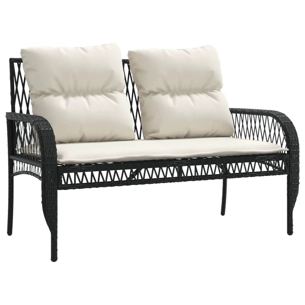 vidaXL 4 Piece Garden Sofa Set with Cushions Black Poly Rattan by vidaXL