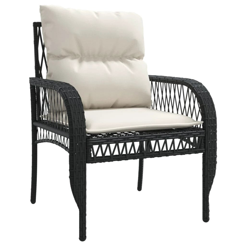 vidaXL 4 Piece Garden Sofa Set with Cushions Black Poly Rattan by vidaXL