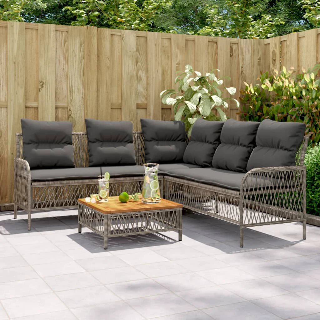 vidaXL 2 Piece Garden Sofa Set with Cushions Black Poly Rattan by vidaXL