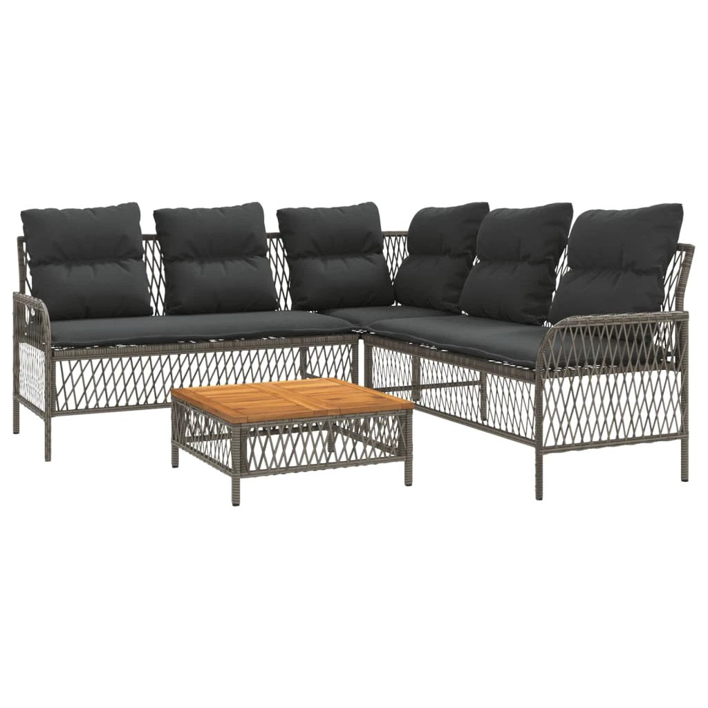vidaXL 2 Piece Garden Sofa Set with Cushions Black Poly Rattan by vidaXL