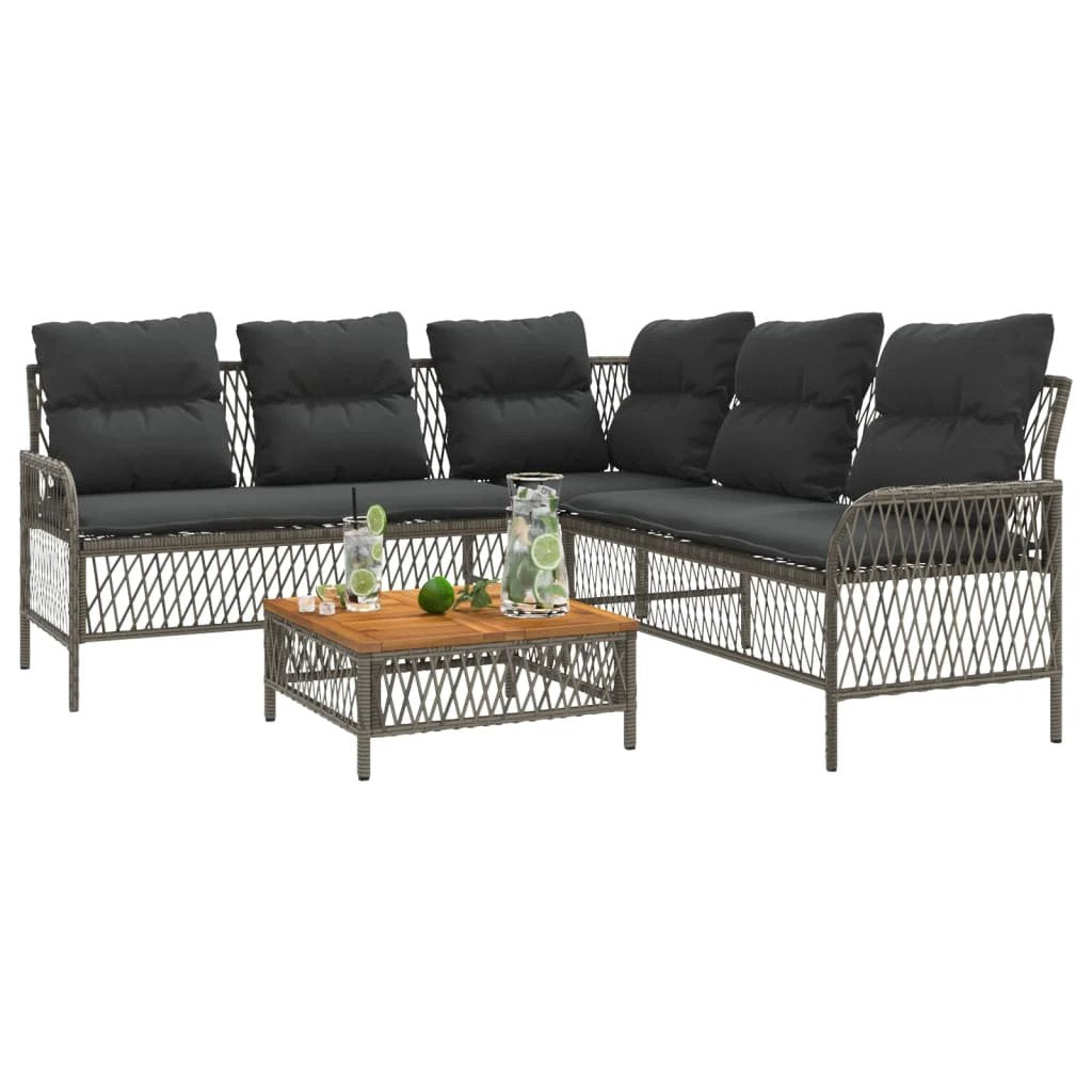 vidaXL 2 Piece Garden Sofa Set with Cushions Black Poly Rattan by vidaXL