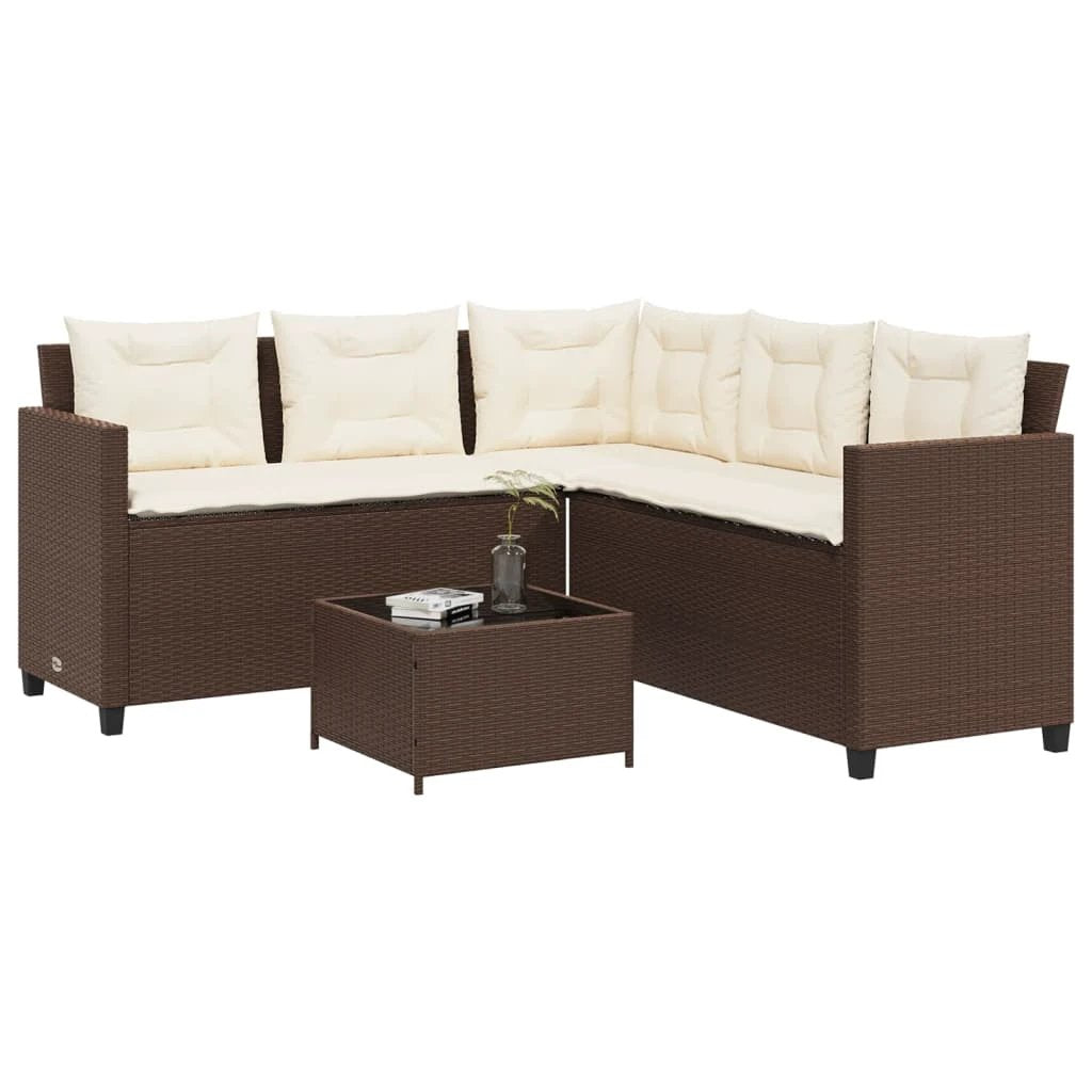 vidaXL Garden Sofa with Table and Cushions L-shaped Black Poly Rattan by vidaXL
