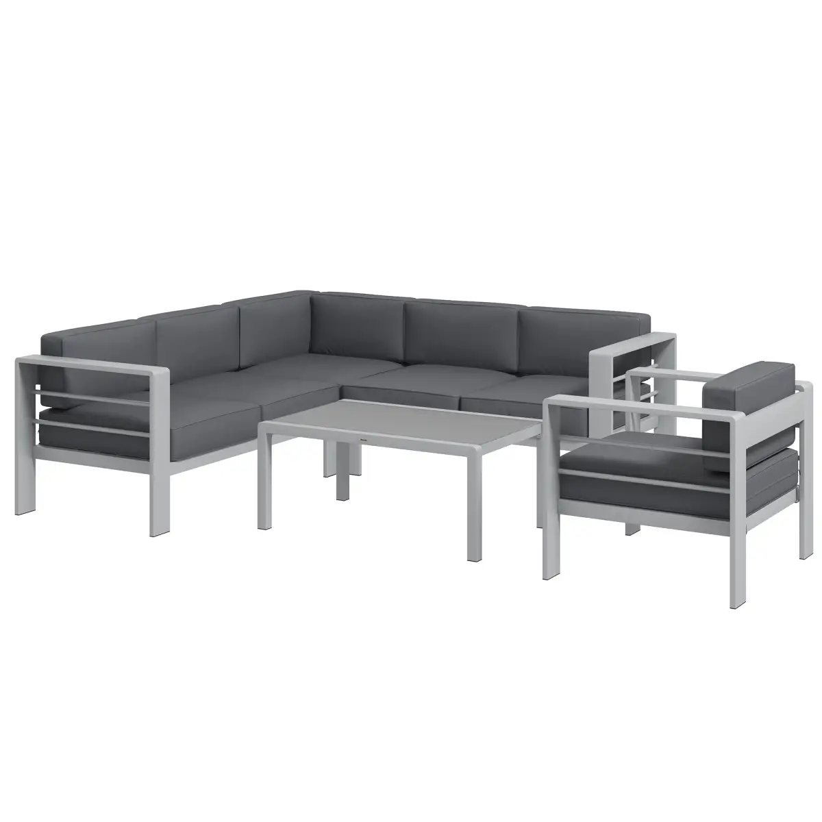 Outsunny Outsunny 5 PCs Garden Sofa Set w/ Cushions, Aluminium Furniture Sets, Gold - Garden Sofa Sets