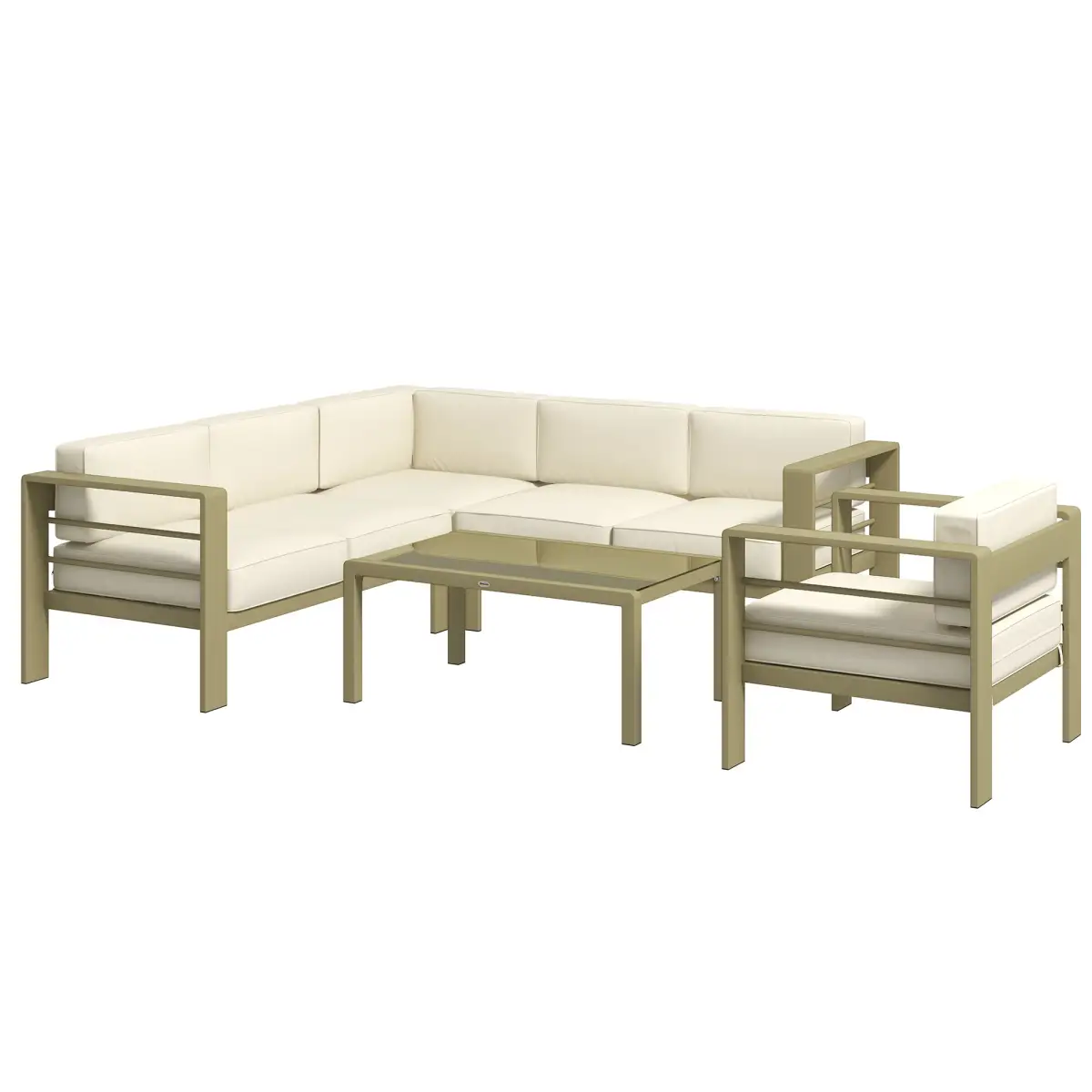 Outsunny Outsunny 5 PCs Garden Sofa Set w/ Cushions, Aluminium Furniture Sets, Gold - Garden Sofa Sets