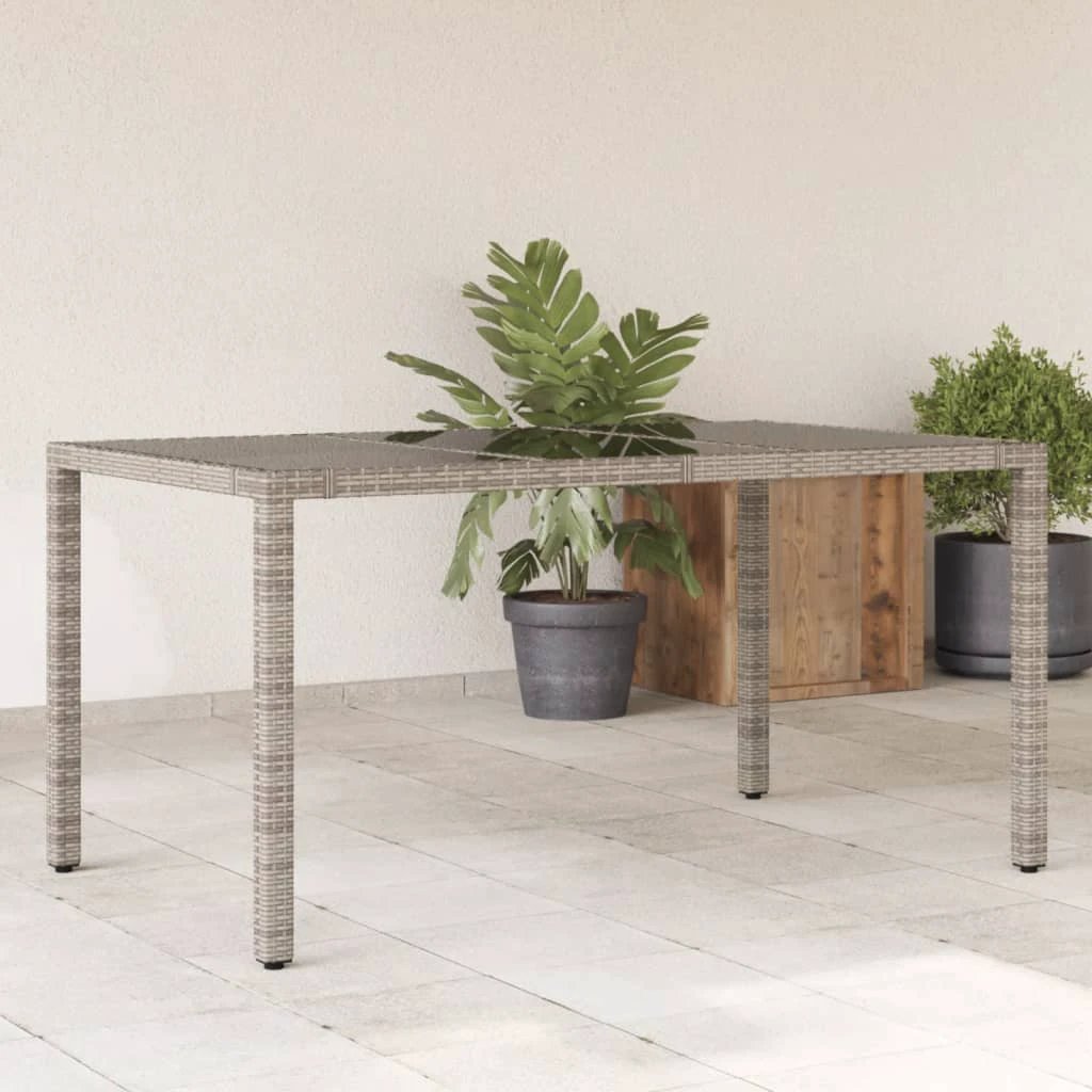 vidaXL vidaXL Garden Table with Glass Top Black 90x90x75 cm Poly Rattan - Garden Table