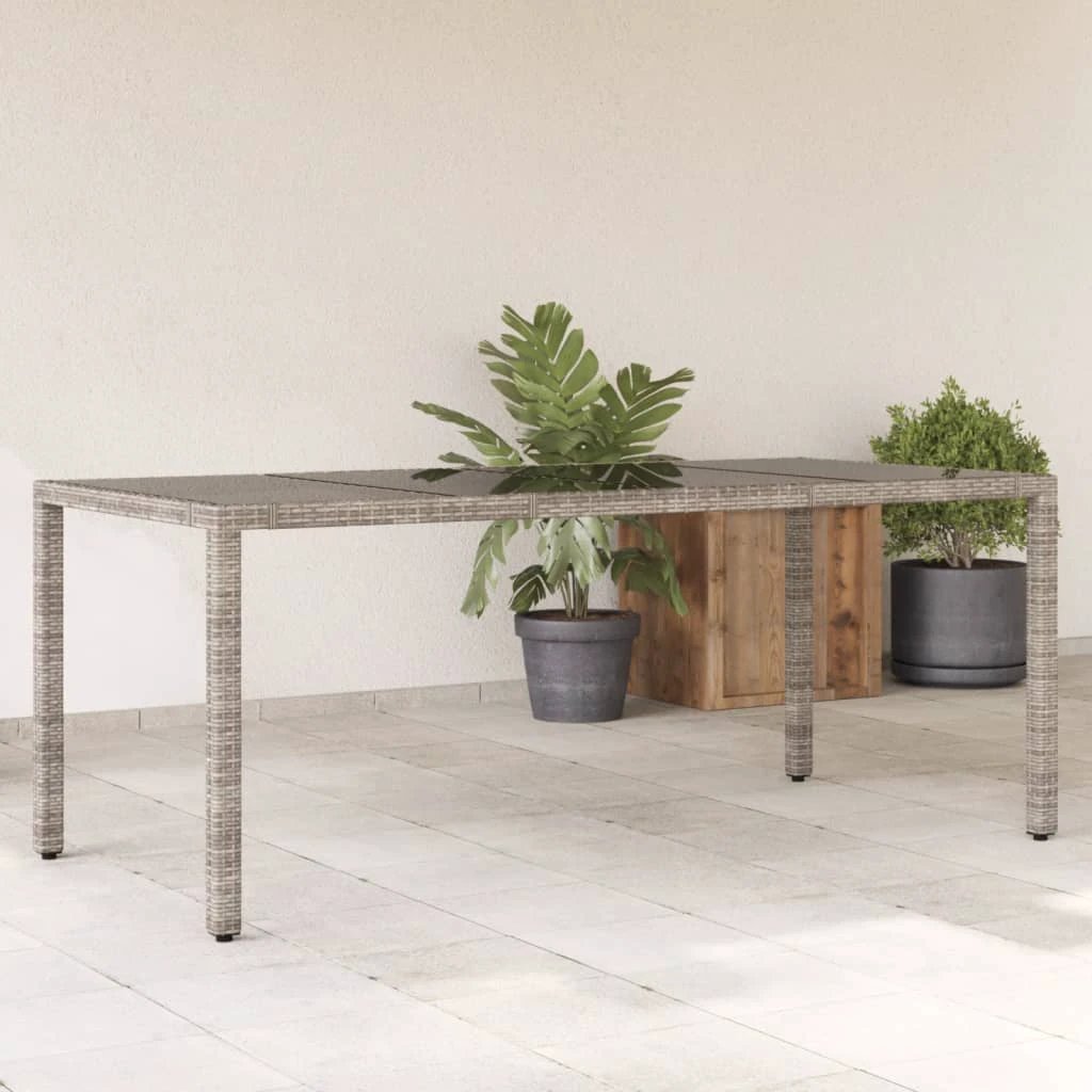 vidaXL Garden Table with Glass Top Black 90x90x75 cm Poly Rattan by vidaXL