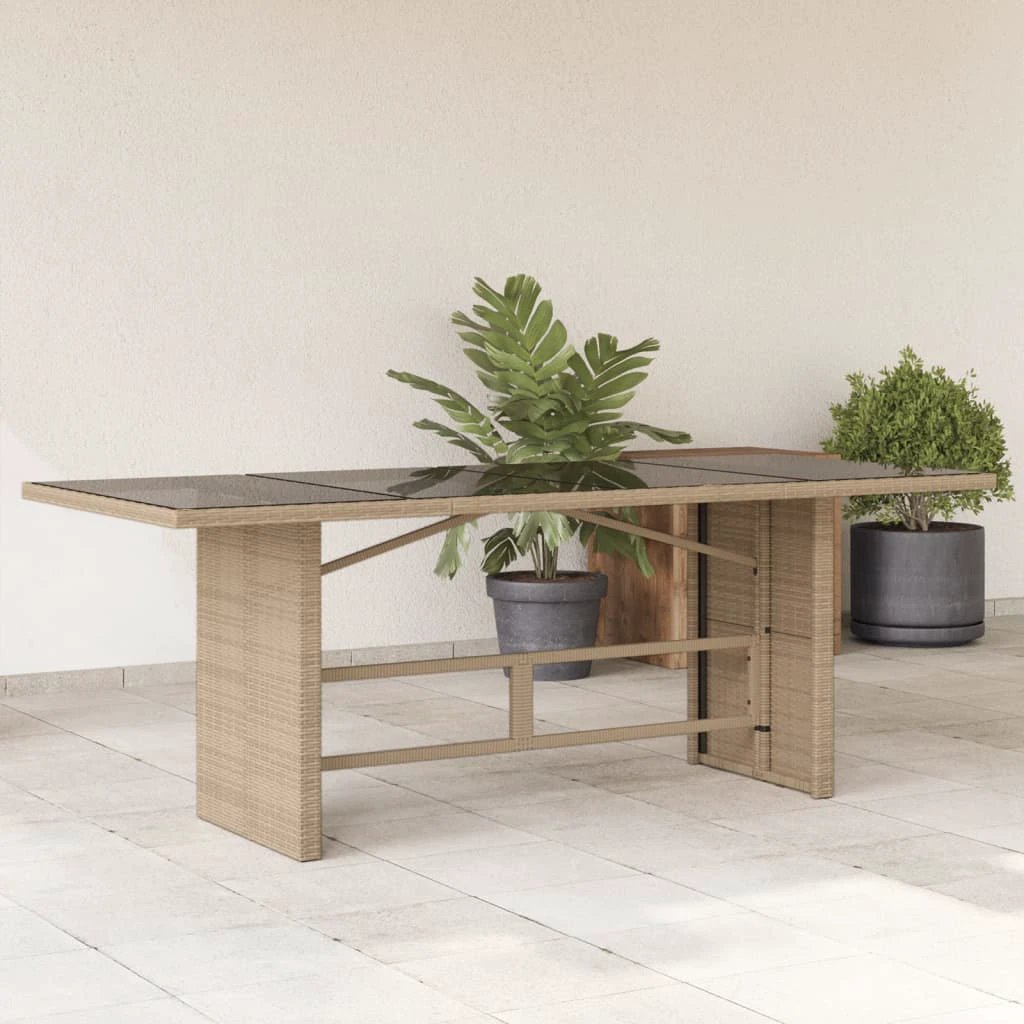 vidaXL vidaXL Garden Table with Acacia Wood Top Grey 190x80x75 cm Poly Rattan - Garden Table